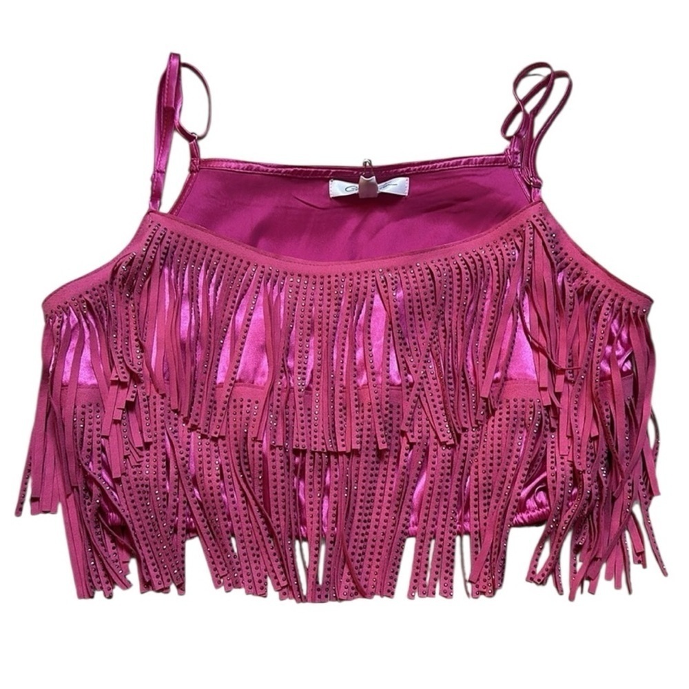 CLOUD TEN, pink fringe top, BNWT small